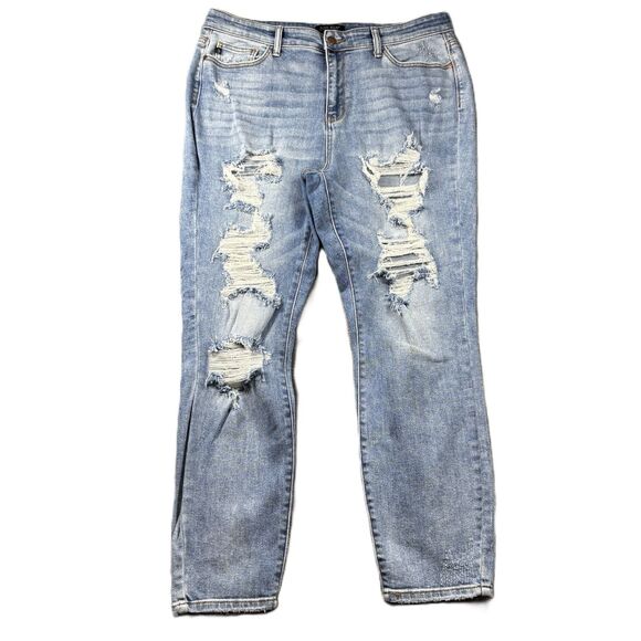 Judy Blue Denim - Judy Blue Women Boyfriend Jeans Distressed Light Wash Stretch Size 13/31 L278